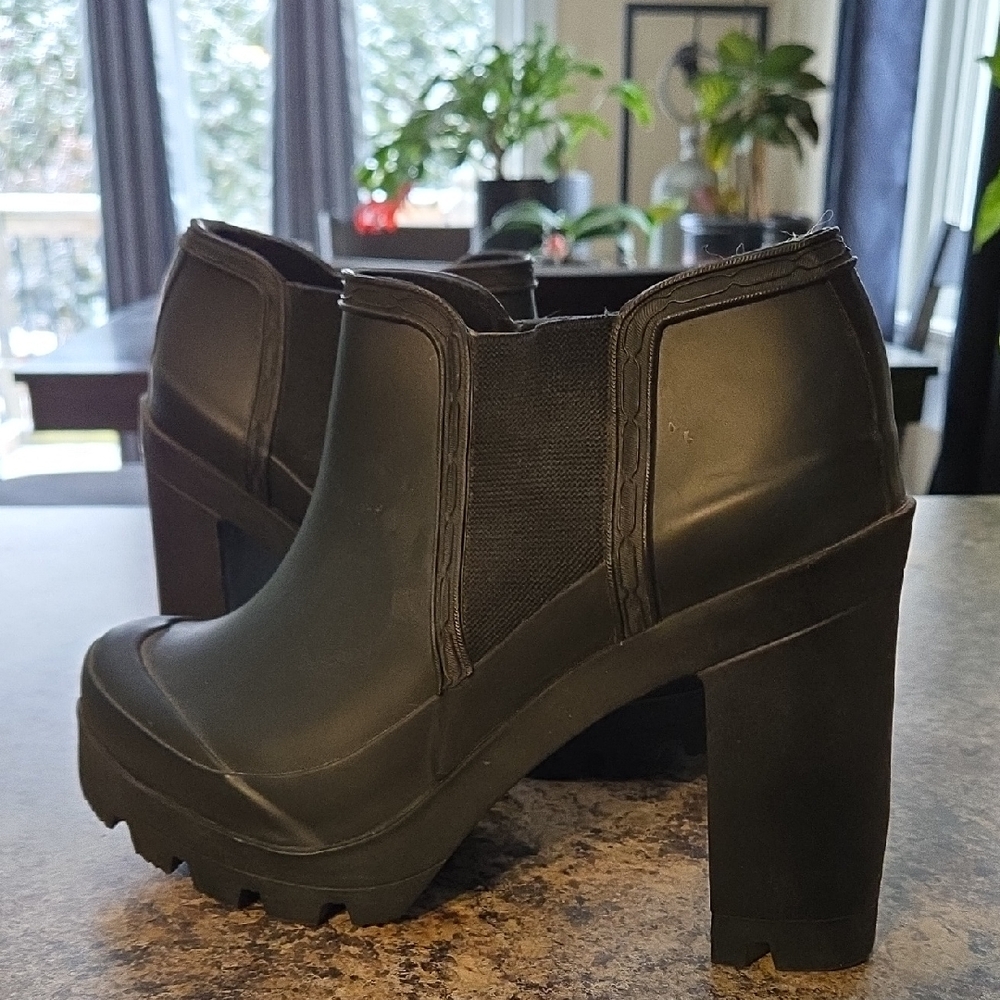 Hunter Black Platform Ankle Booties